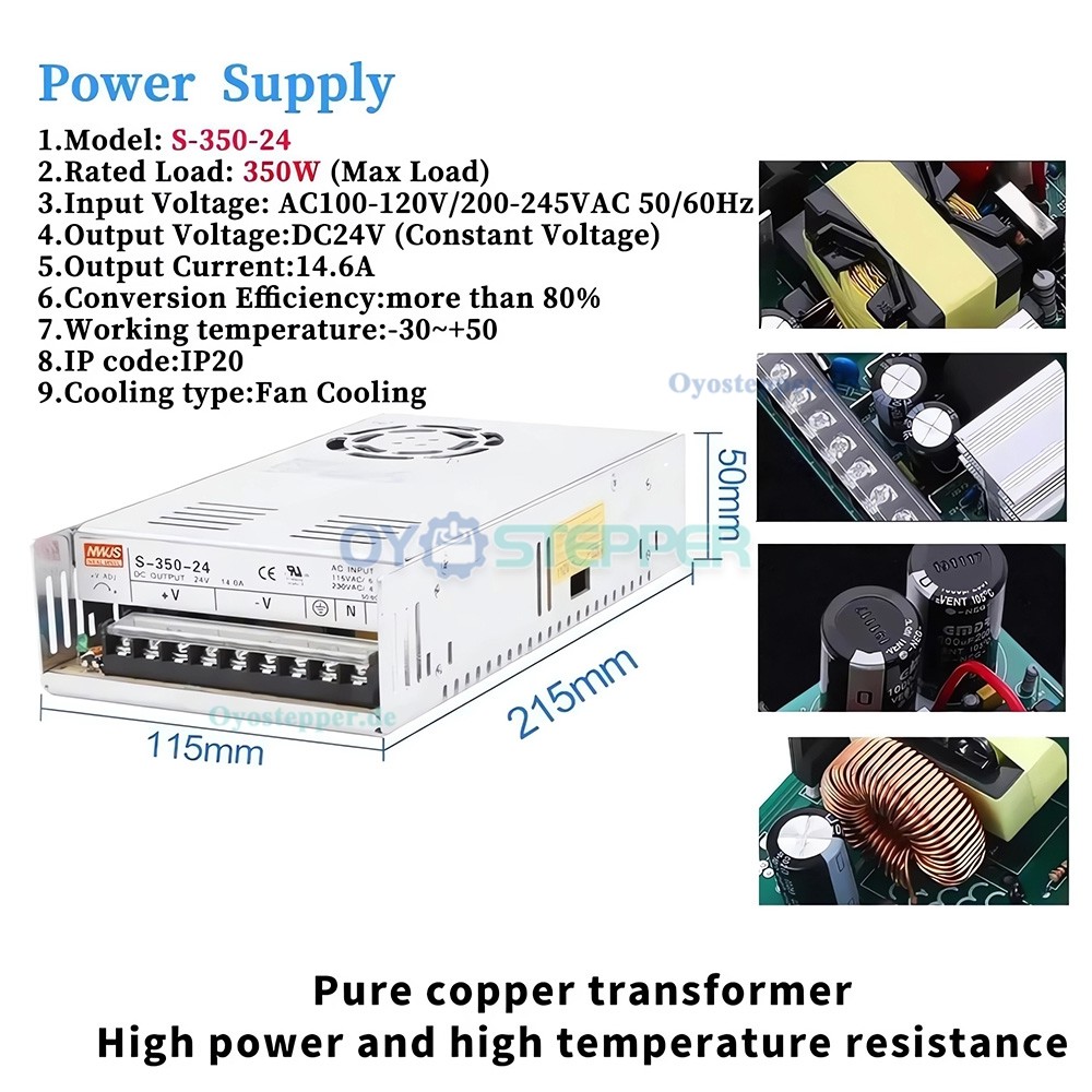 3-Achsen-Kit Nema 23 1,8&deg; 3Nm 2 Phasen Schrittmotor, Treiber & Netzteil CNC-Kit